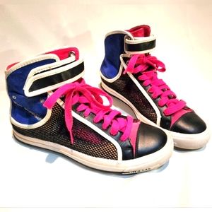 Women's DIESEL NET MET High Top Colorful Leather Suede Shoe Sneaker size 7.5